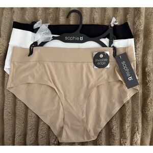 SOPHIE B Sz L No Panty Lines (3) Invisible Edge Hipsters Nylon Spandex NWT $42